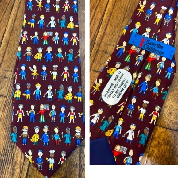Save the Children Tie What I want to be theme Vintage Teachers - Picture 1 of 4